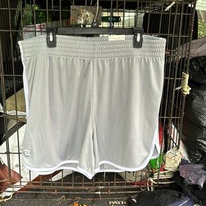 NWT Zelos Gray White Trim Athletic Wear Shorts Exercise Gym Short 4.5 Inseam XL